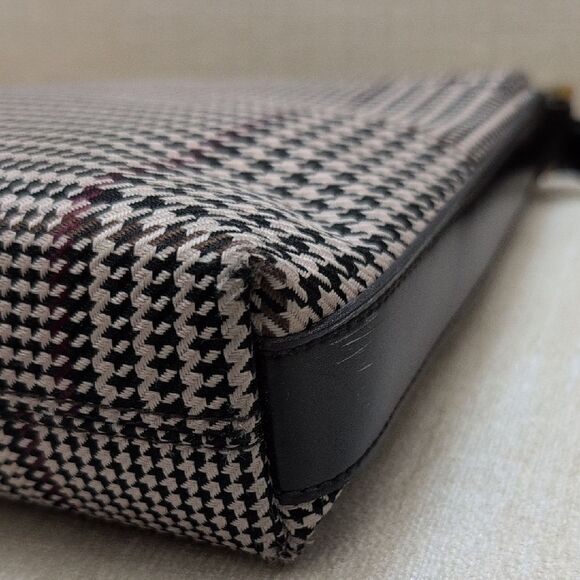 Lauren Ralph Lauren Houndstooth Brown Leather Shoulder Bag Y2K Preppy Vintage - Picture 9 of 14